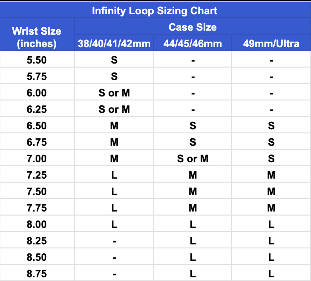 Size Charts - Ownloop.com